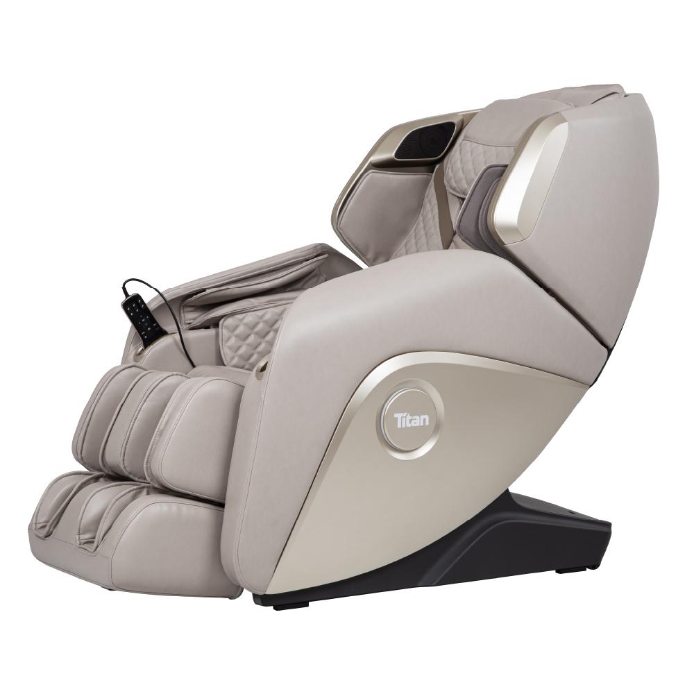 Titan Elite 3D Massage Chair - taupe color side angle